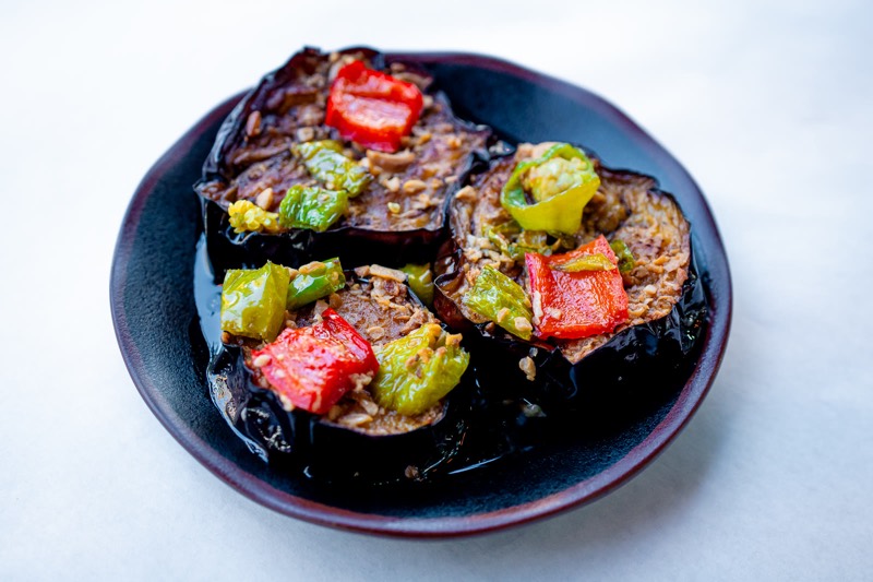 Garlic Eggplant at Hamido Seafood, Astoria