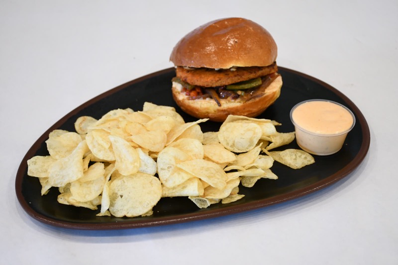 Salmon Burger at Hamido Seafood, Astoria